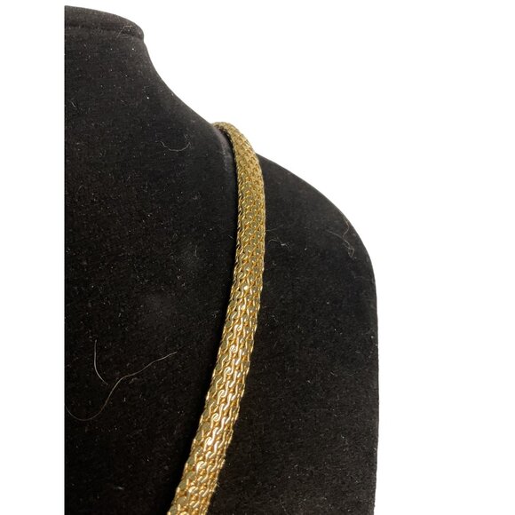 Vintage Gold Tone Mesh Fold Over Unisex Necklace - Picture 3 of 4